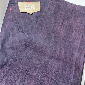New Mens Levi 501 Jeans. Purple with pink label and pink buttons.